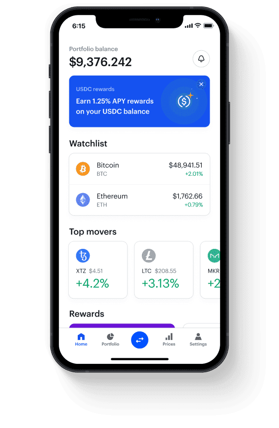 coinbase user interface