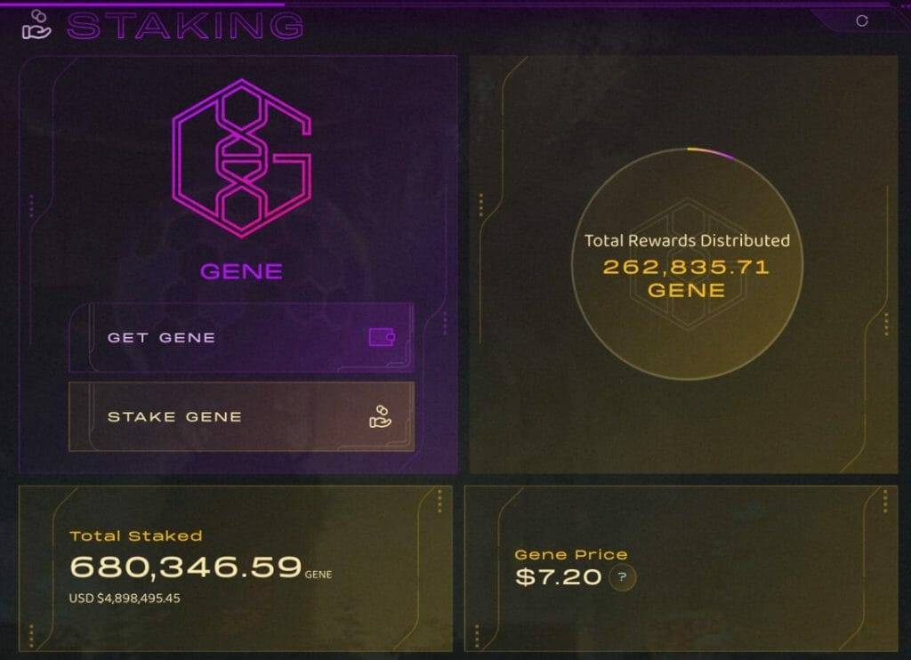 Genopets staking interface