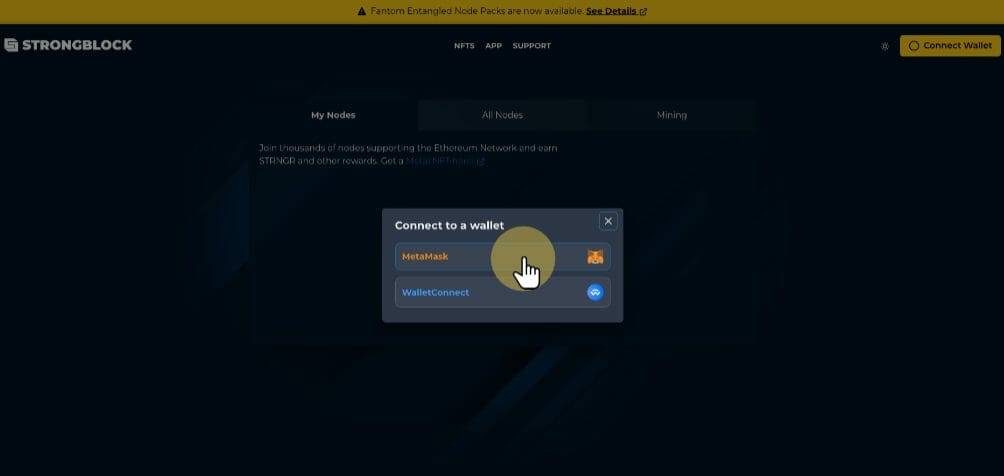 Step 4,c: select MetaMask on StrongBlock
