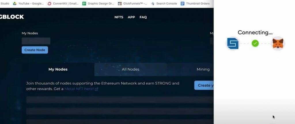 Step 4, e: Metamask connects to StrongBlock