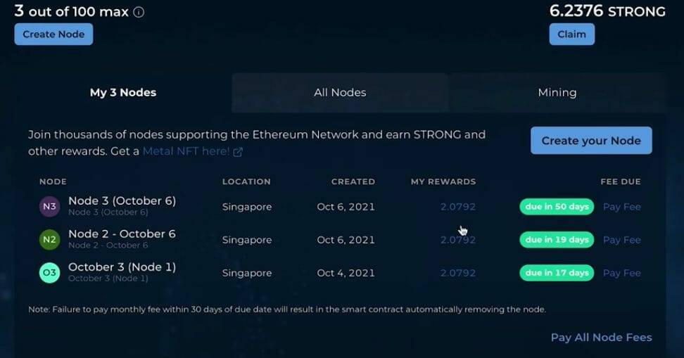 Final step: Strong node interface with rewards