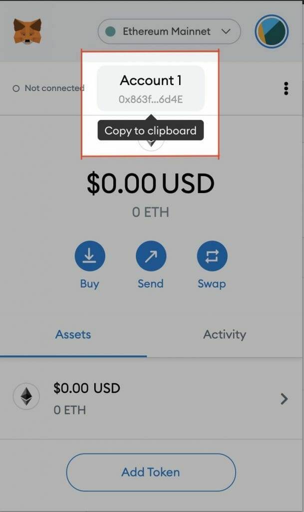 Step 3 c :how to check your address in MetaMask