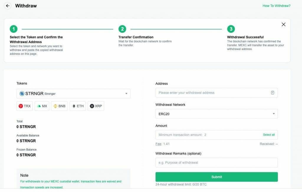 Step 3, b: move STRNGR to wallet