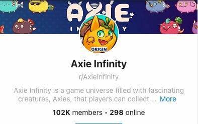 Subreddit for Axie Infinity players