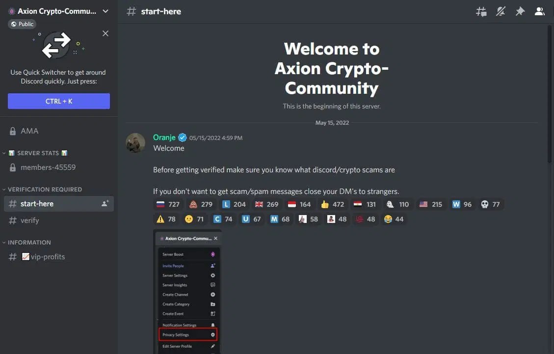 Axion discord