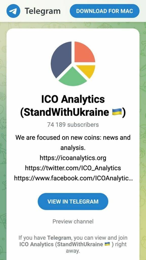 ICO analytics telegram group