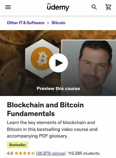 Udemy's popular blockchain beginners' course