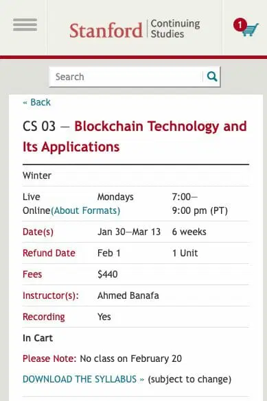 Stanford's course on blockchains
