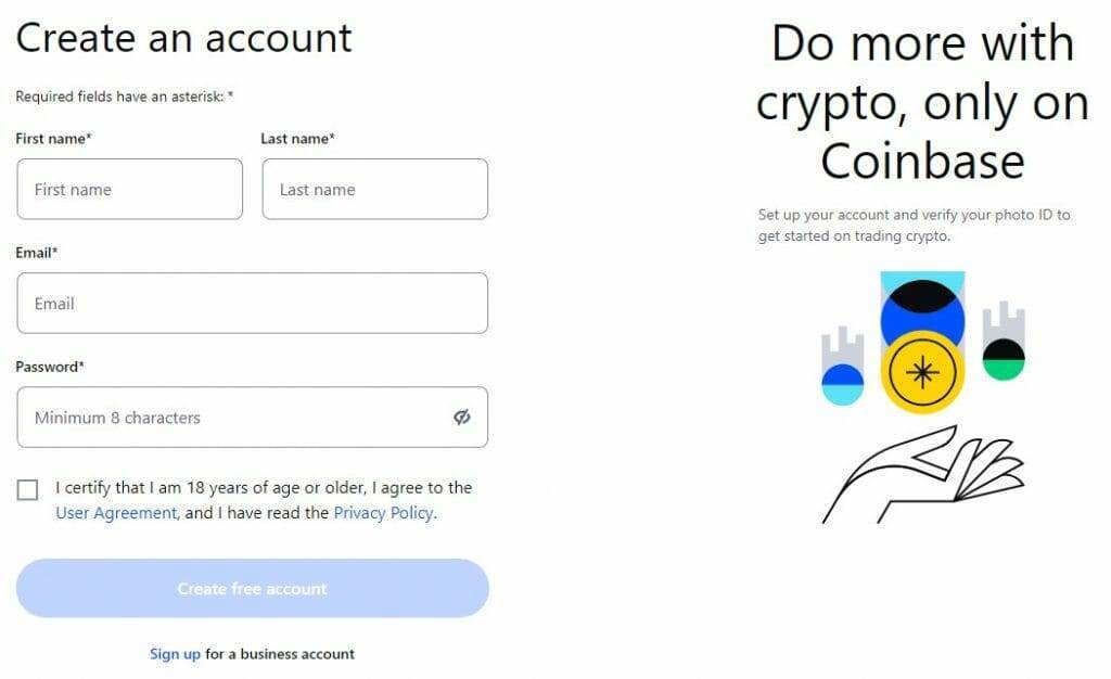 coinbase earn sign up form