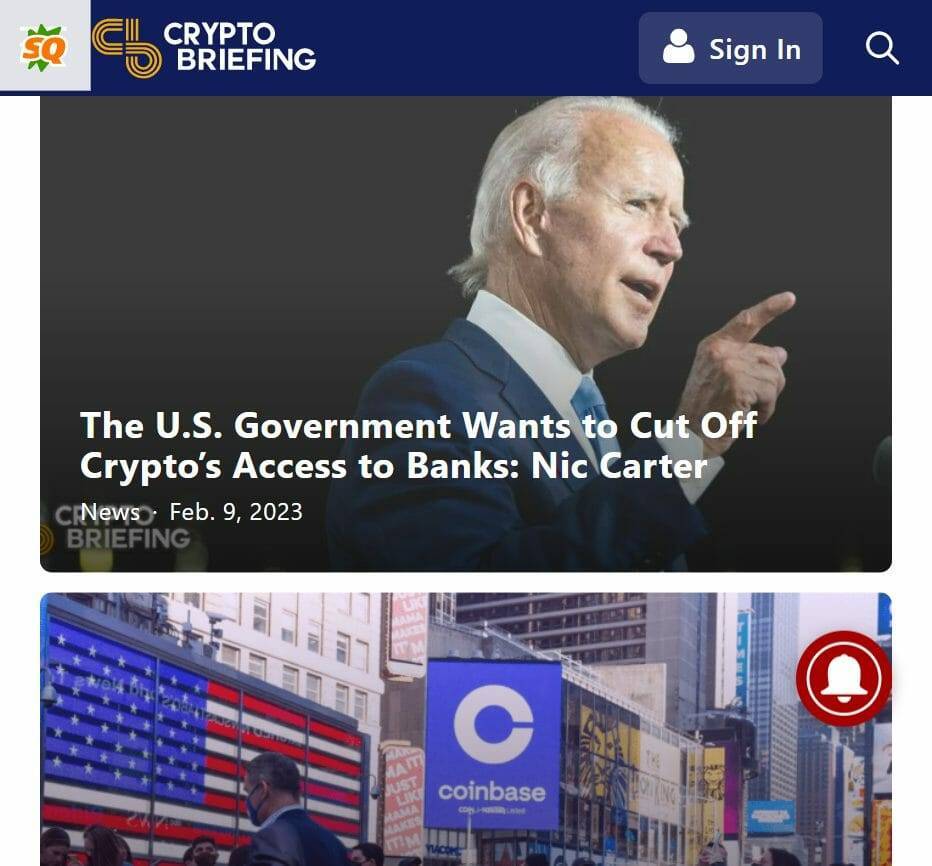 Crypto Briefing homepage