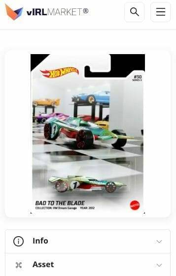 hotwheel car NFT on vIRL
