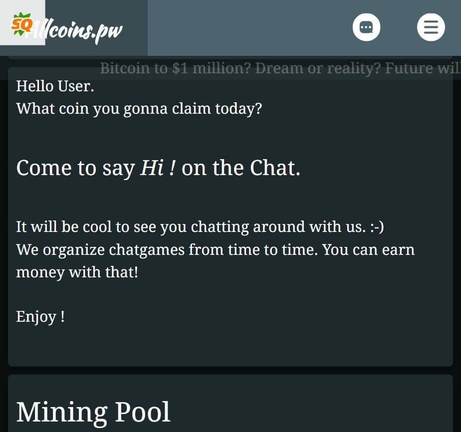 Allcoins.pw landing page