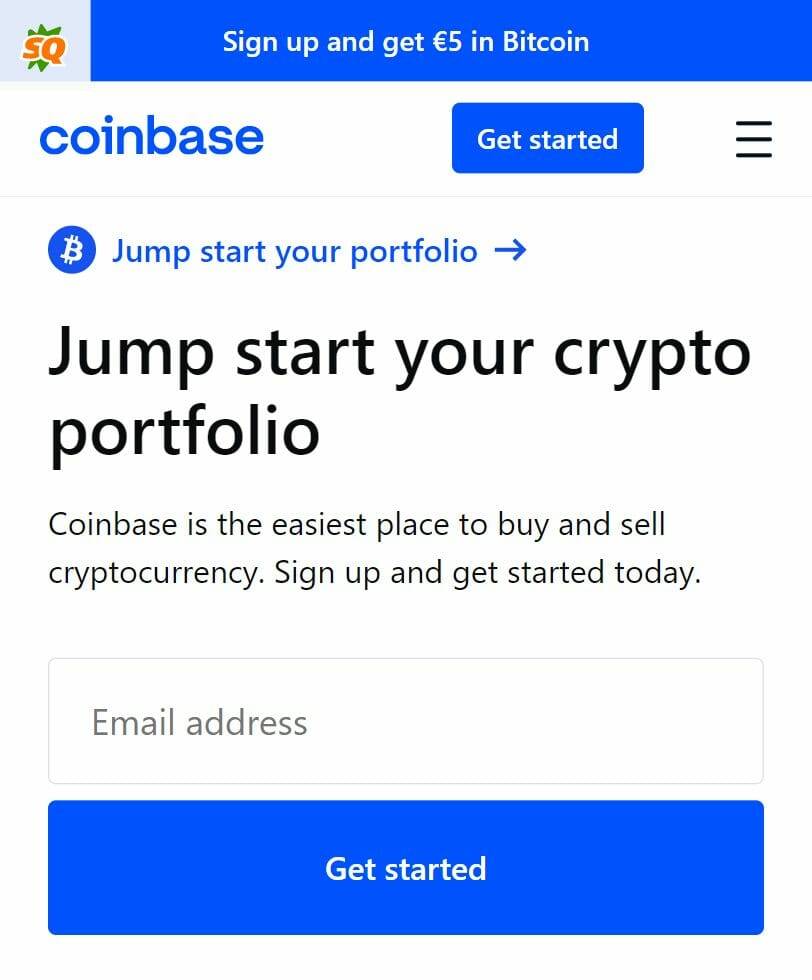 Coinbase home page
