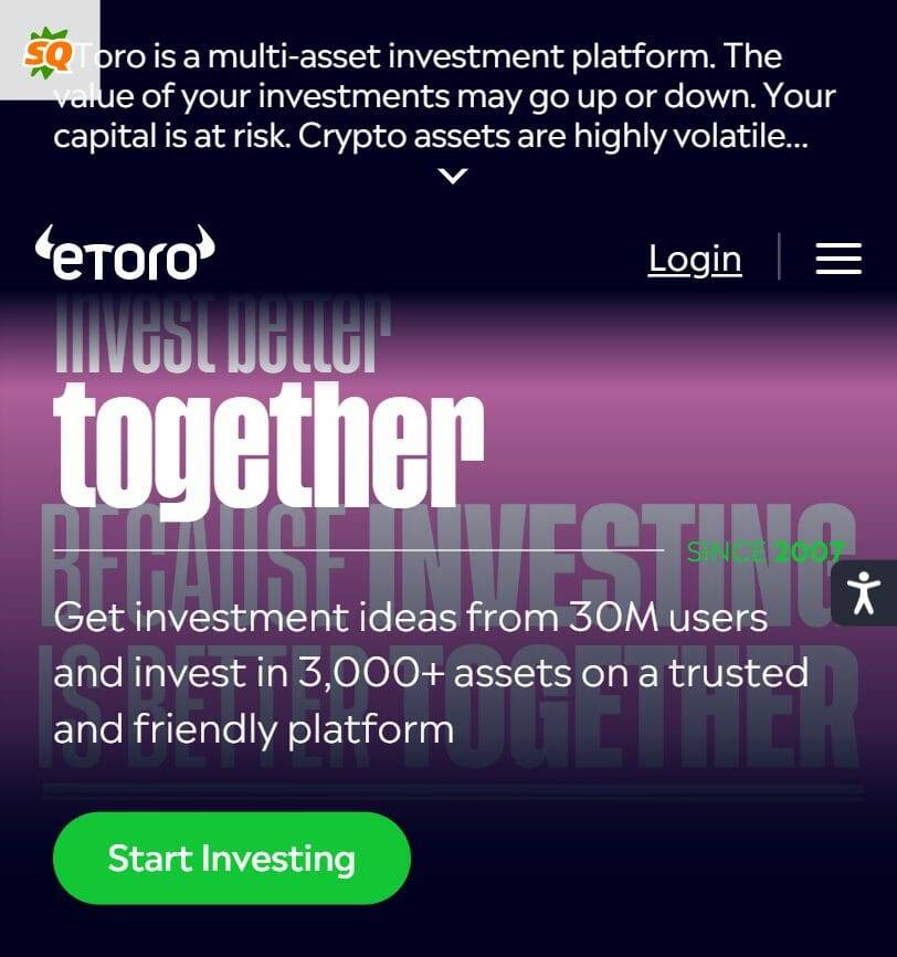 eToro home page