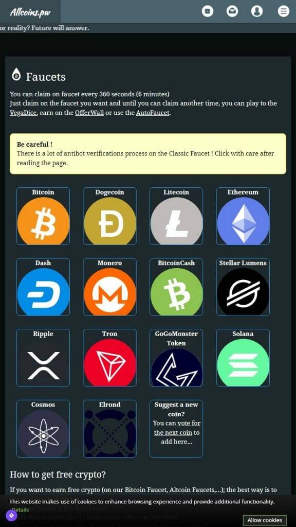 AllCoins Dogecoin faucet 