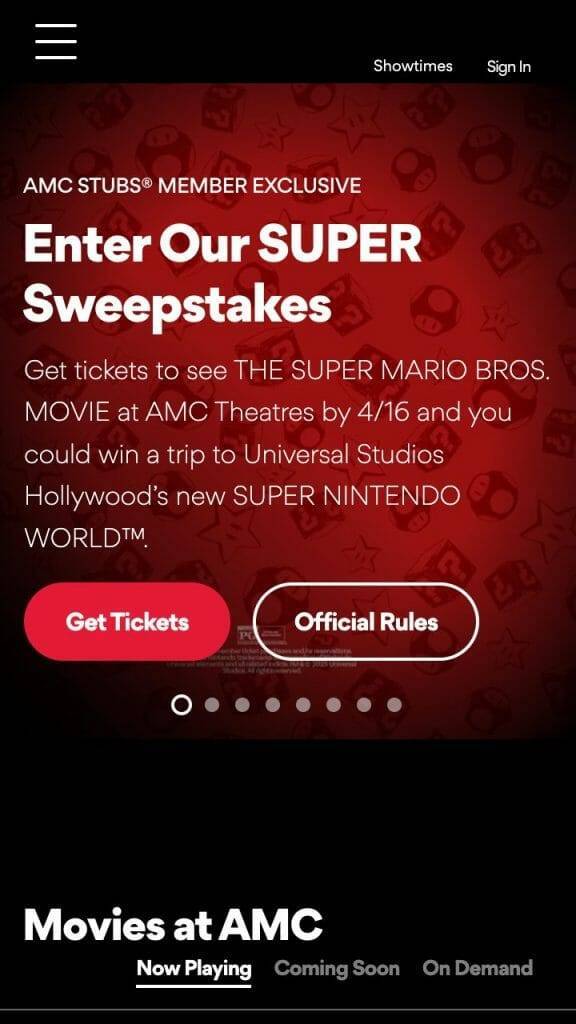 amc theatres homepage