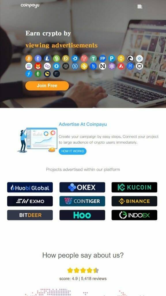 CoinPayu homepage