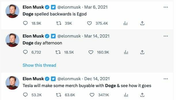 More Elon Musk tweets supporting DOGE