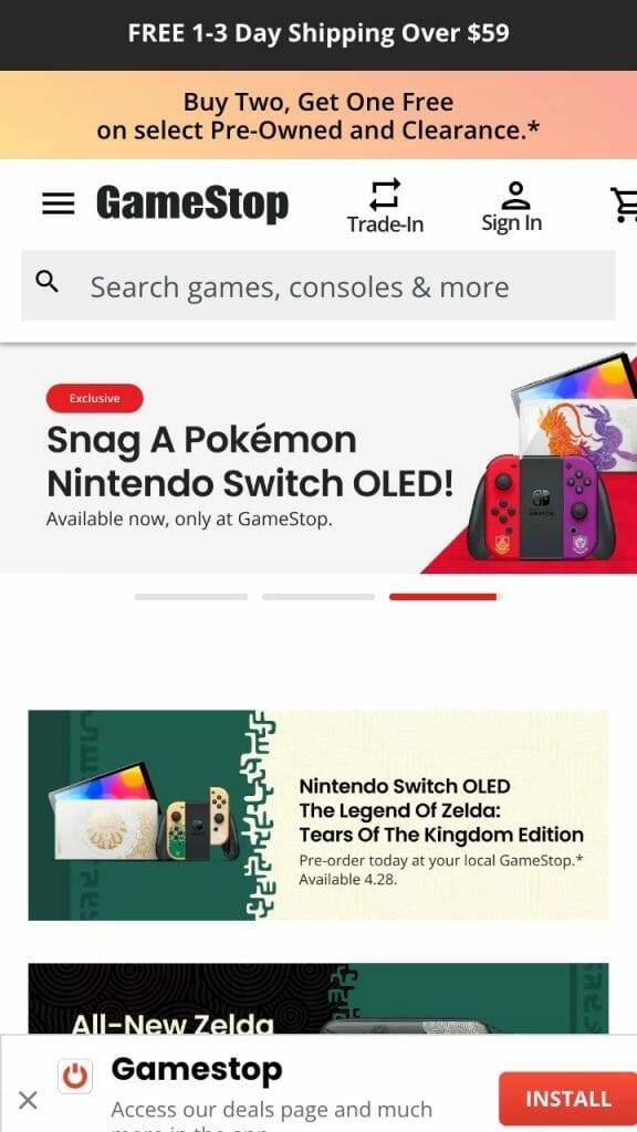 gamestop homepage