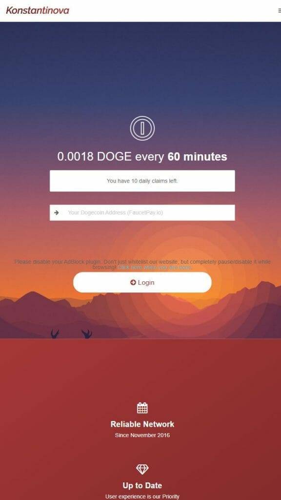 Konstantinova Dogecoin faucet