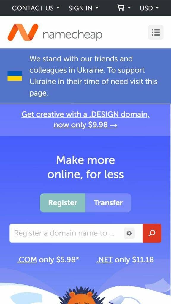 namecheap hompage