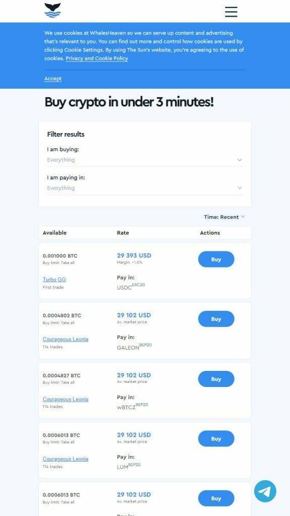 WhalesHeaven P2P Crypto Exchange