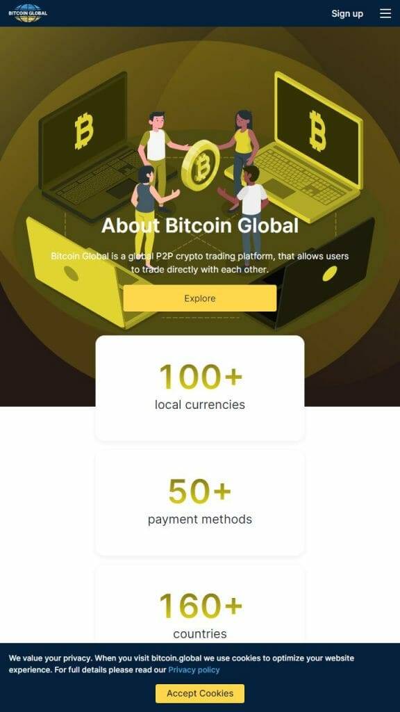 Bitcoin Global  landing page