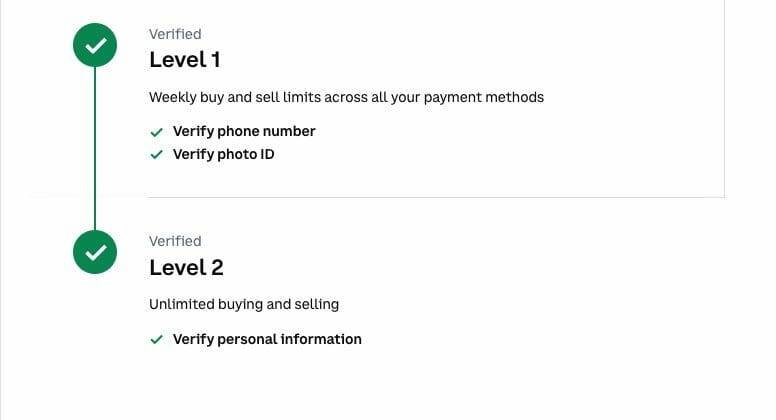 EU ID verification levels on coinbase