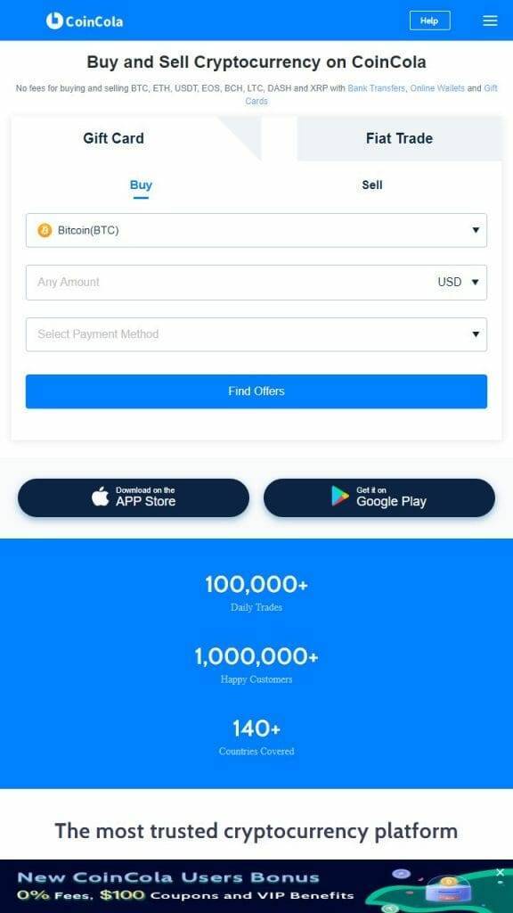 CoinCola P2P Crypto Exchange