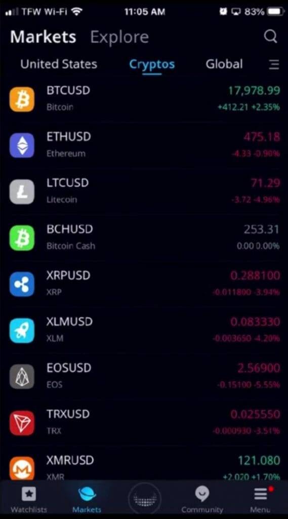 find crypto webull