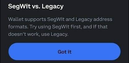 segwit vs legacy options