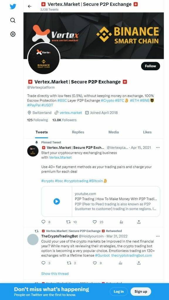 Vertex P2P Crypto Exchange