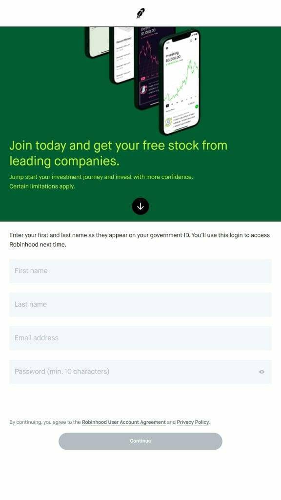 Robinhood Account Opening