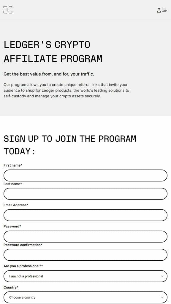 Ledger's crypto affiliate program