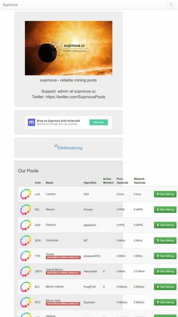 SuprNova BTG mining pool