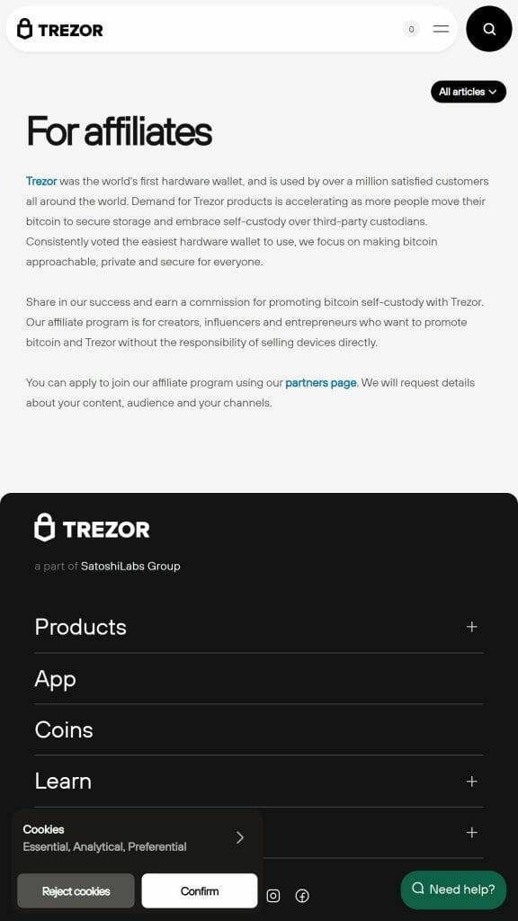 Trezor crypto affiliate program