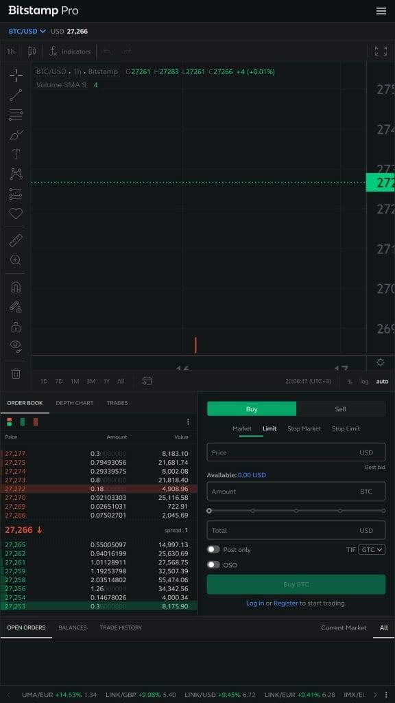 Bitstamp tradeview