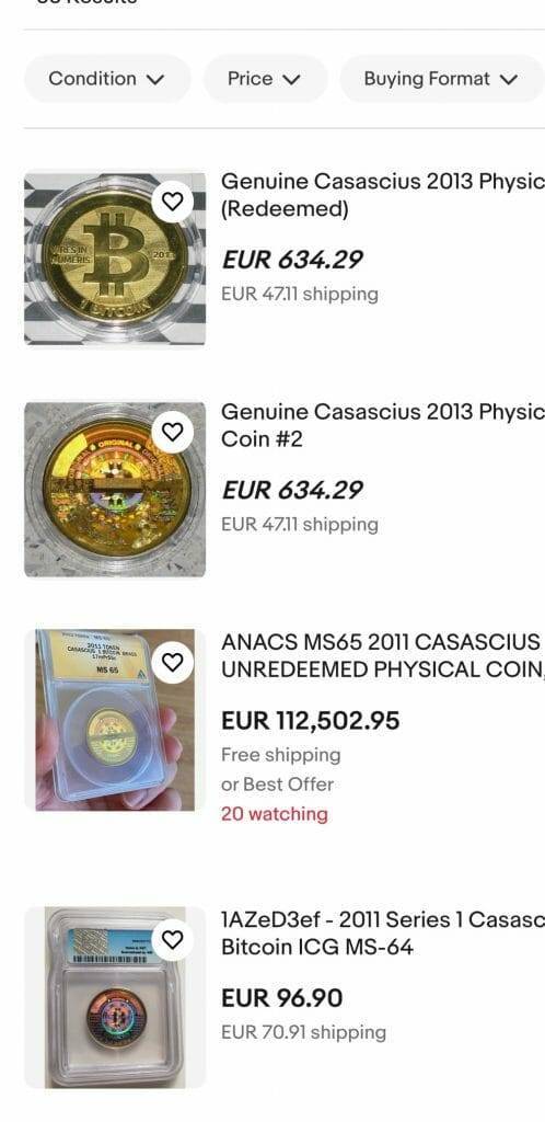 Casascius Coins on ebay