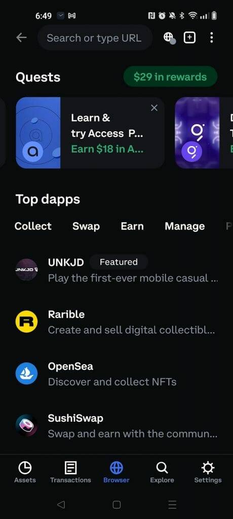 coinbase wallet interface