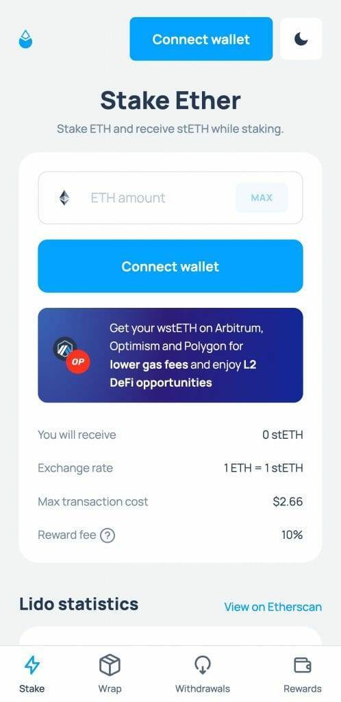 lido.fi. staking app