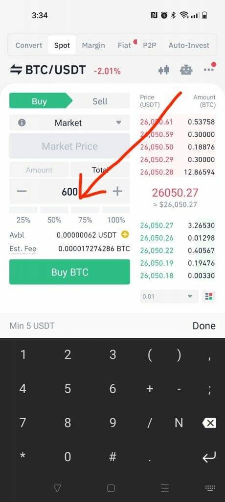 market order instructions binance