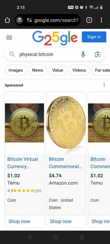 physical bitcoin