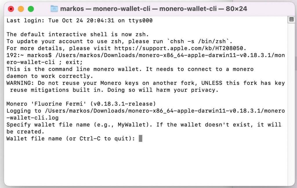 Monero CLI wallet