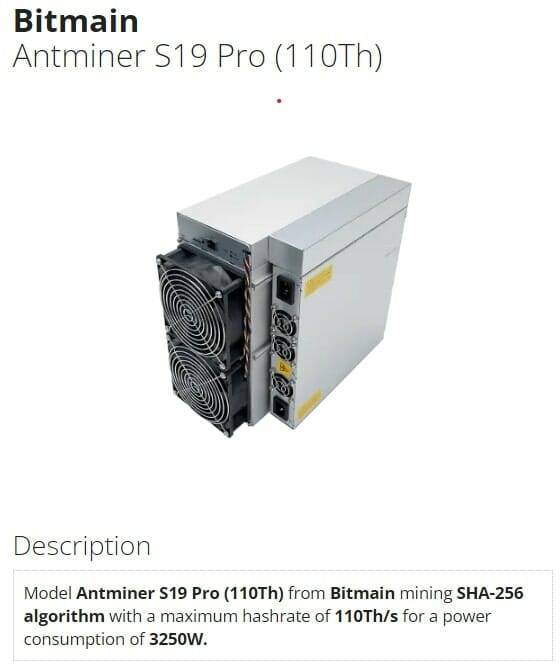Bitmain Antminer S19 Pro