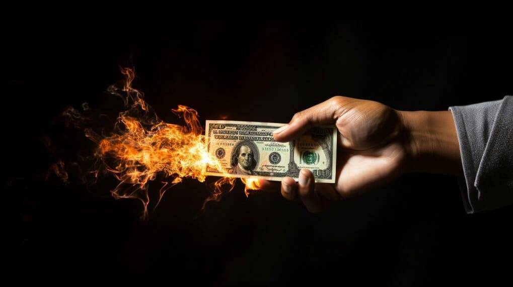 burning dollar