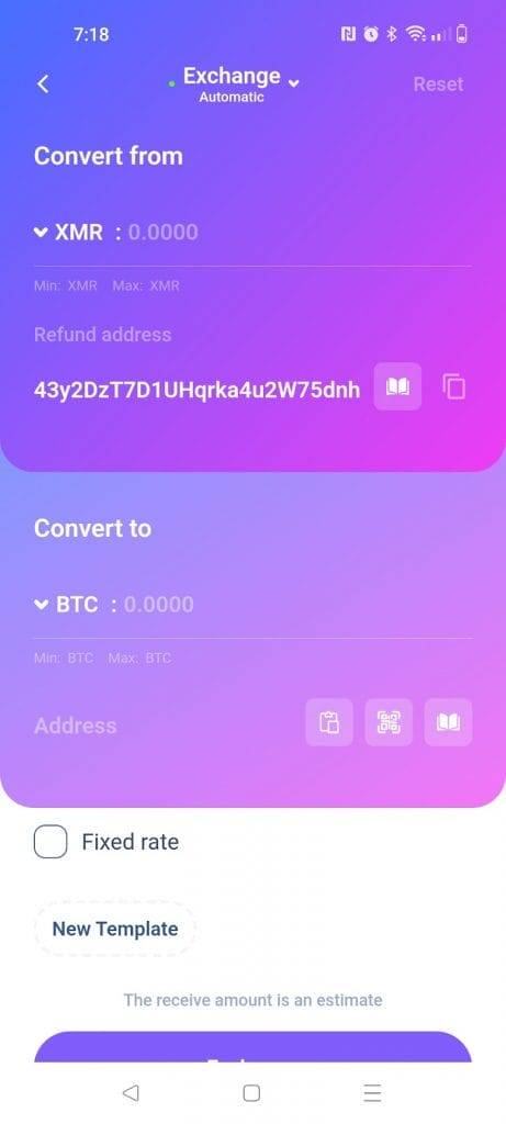 cake wallet exchange