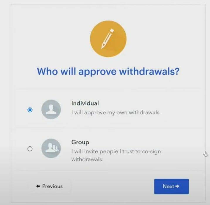 Coinbase vault step 6