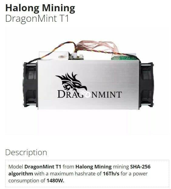 DragonMint T1 bitcoin cash mining hardware