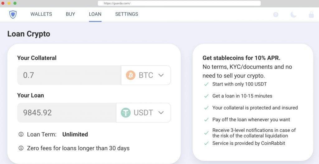 guarda lending feature
