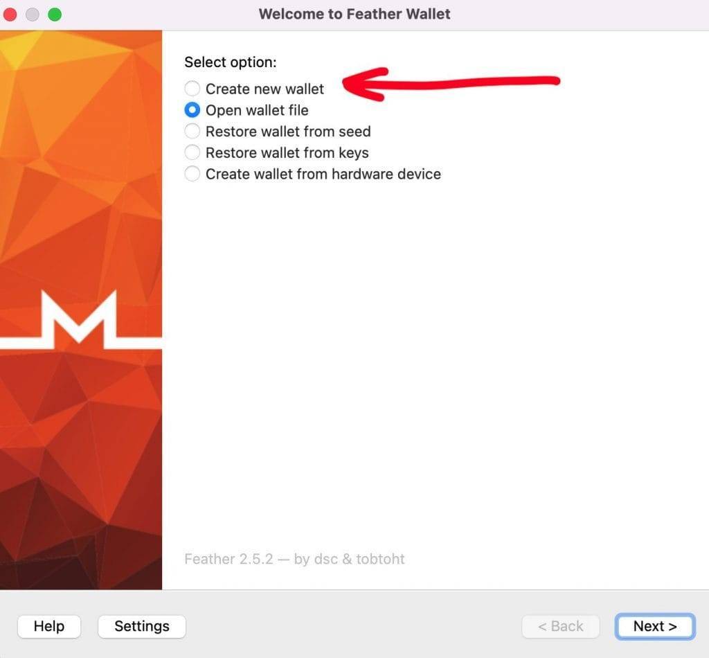 feather create new wallet